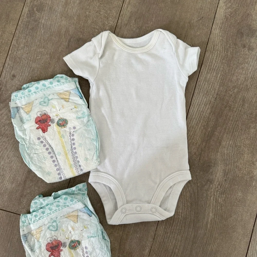 Newborn Carter’s / Koala Baby Baby Boy clothes & two pampers diapers